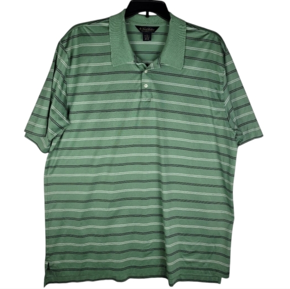 Brooks Brothers Mens Cotton Green Stripe Short Sleeve Golf Polo Shirt Size XXL - Picture 1 of 5